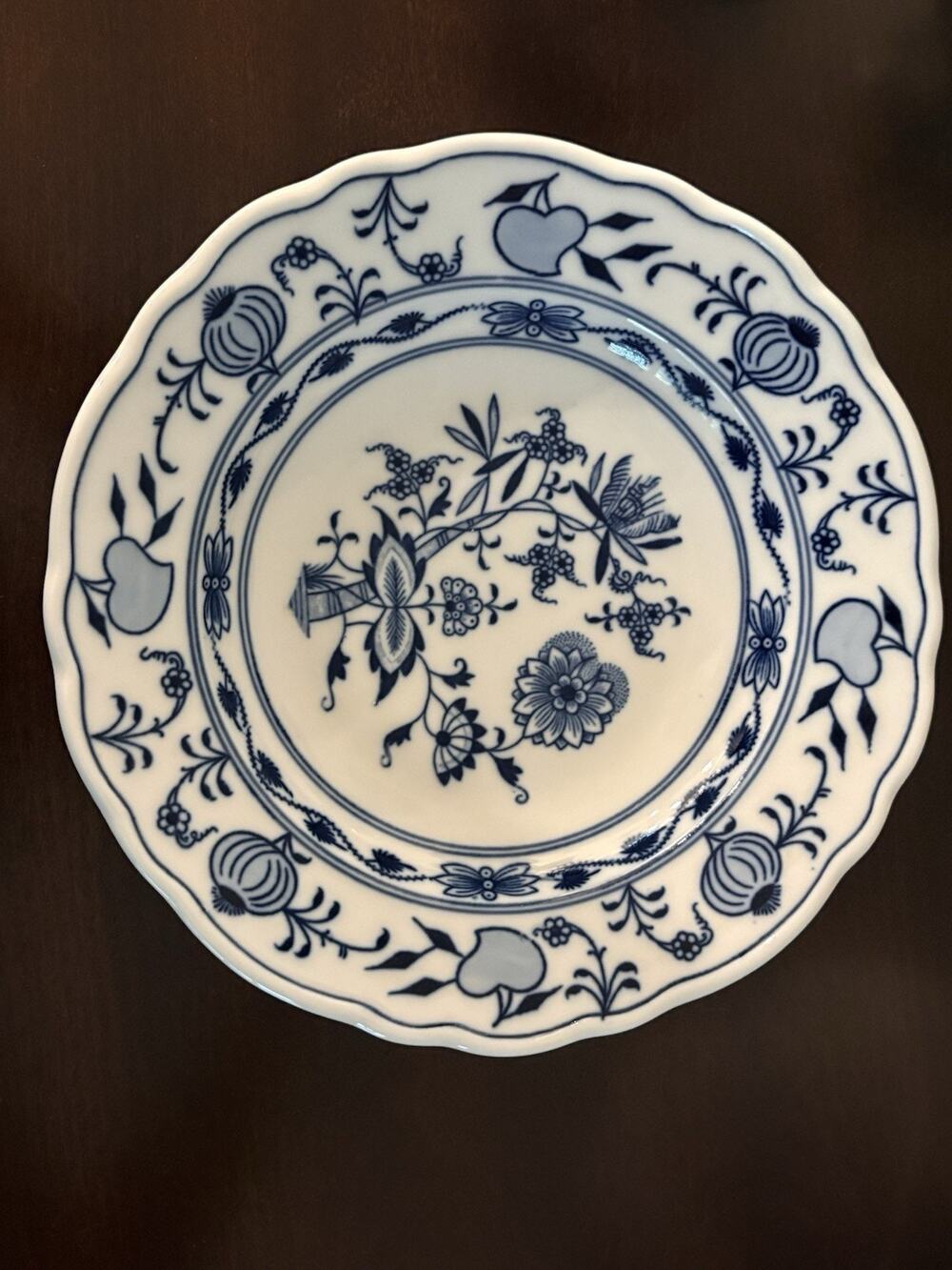 Antique Meissen Blue Onion Porcelain Soup Bowl 8.5”